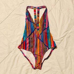 Out From Under Plunging V One-Piece Swimsuit   OU